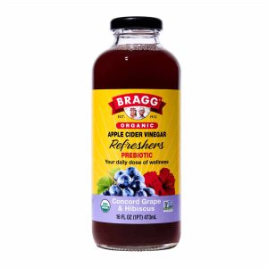 Bragg น้ำส้มสายชูหมักแอปเปิ้ลออร์แกนิก รสองุ่นคองคอร์ดและชบา ขนาด 16 fl oz