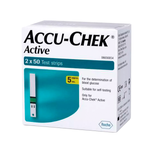 แผ่นตรวจน้ำตาล Accu-Chek Active กล่อง 100 ชิ้น (50x2)